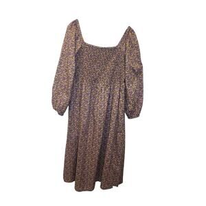 J Crew Cotton Daydream Midi Dress in Liberty Busy Izzy Fabric Size XXL Smocked